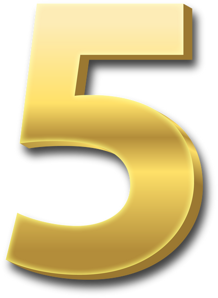 3D Gold Number Five