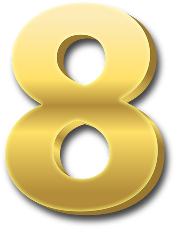 3D Gold Number Eight