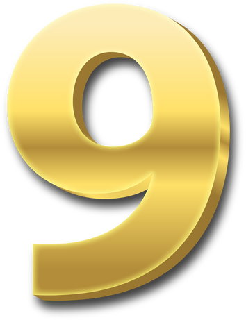3D Gold Number Nine